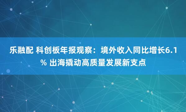 乐融配 科创板年报观察：境外收入同比增长6.1% 出海撬动高质量发展新支点